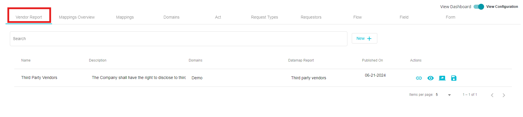 vendor report tab in Dsr configuration